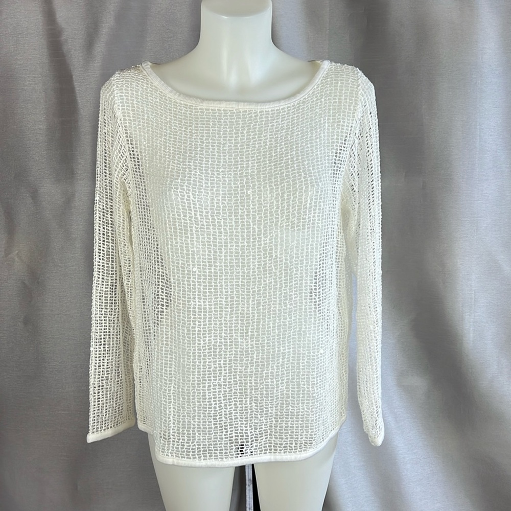 Sequined open-weave top